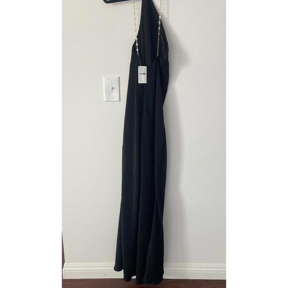 NWT Alexis Tribeca Black long Dress one shoulder gold chain SZ S $895 msrp - Picture 8 of 9